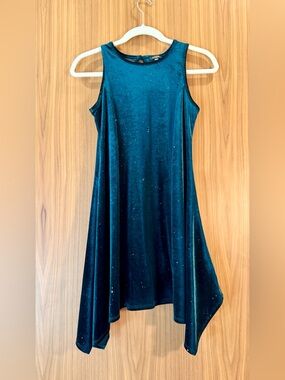 Zunie Nordstrom Girls Velour Glitter Dress * Size 12 * Emerald * Formal